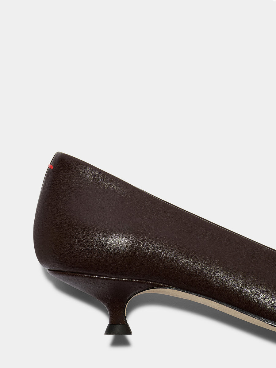 Aeyde | Cari Leather Pumps for Women | Moka Nappa | Pointed Toe | Mid Heel | Heel Details