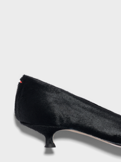 Aeyde | Cari Pony Hair Pumps Leather Pumps for Women | Black Ponyhair | Pointed Toe | Low Heel | Luxury Materials | Handmade in Italy