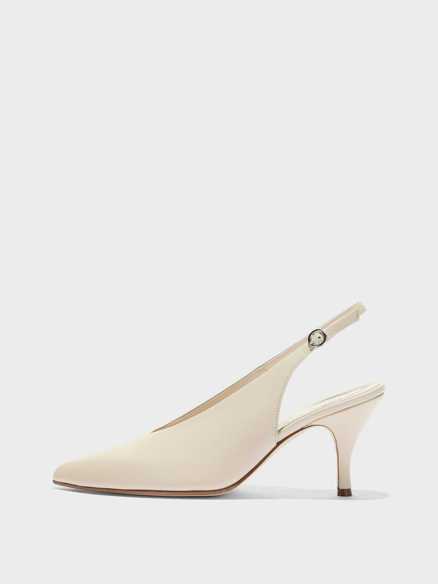 Aeyde | Carla Leather Pumps for Women | Creamy Nappa | Pointed Toe | High Heel | Side View