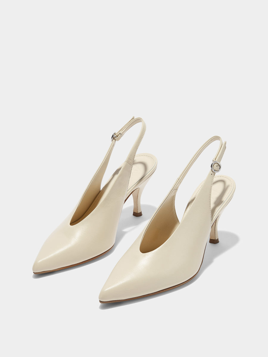 Aeyde | Carla Leather Pumps for Women | Creamy Nappa | Pointed Toe | High Heel | Luxury Materials | Handmade in Italy