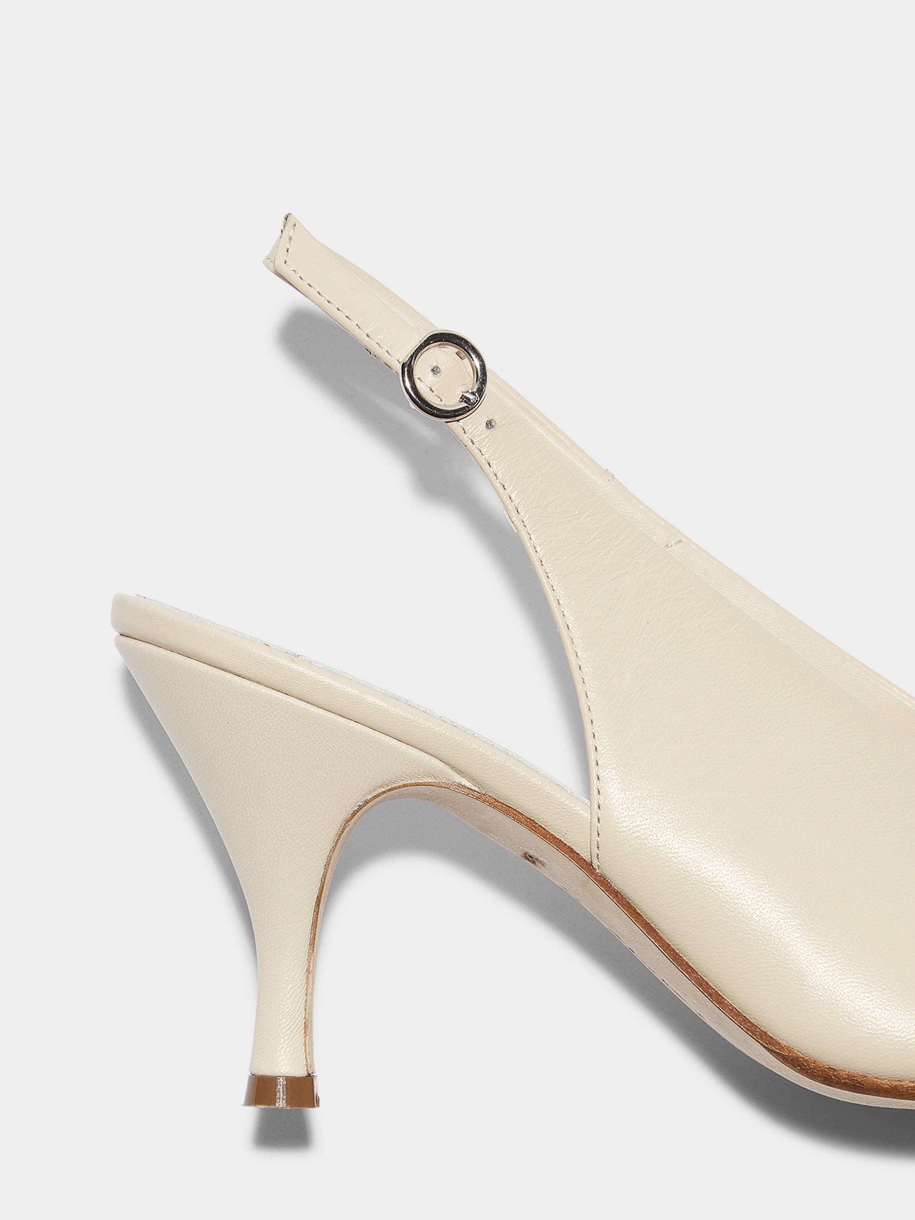 Aeyde | Carla Leather Pumps for Women | Creamy Nappa | Pointed Toe | High Heel | Heel Details