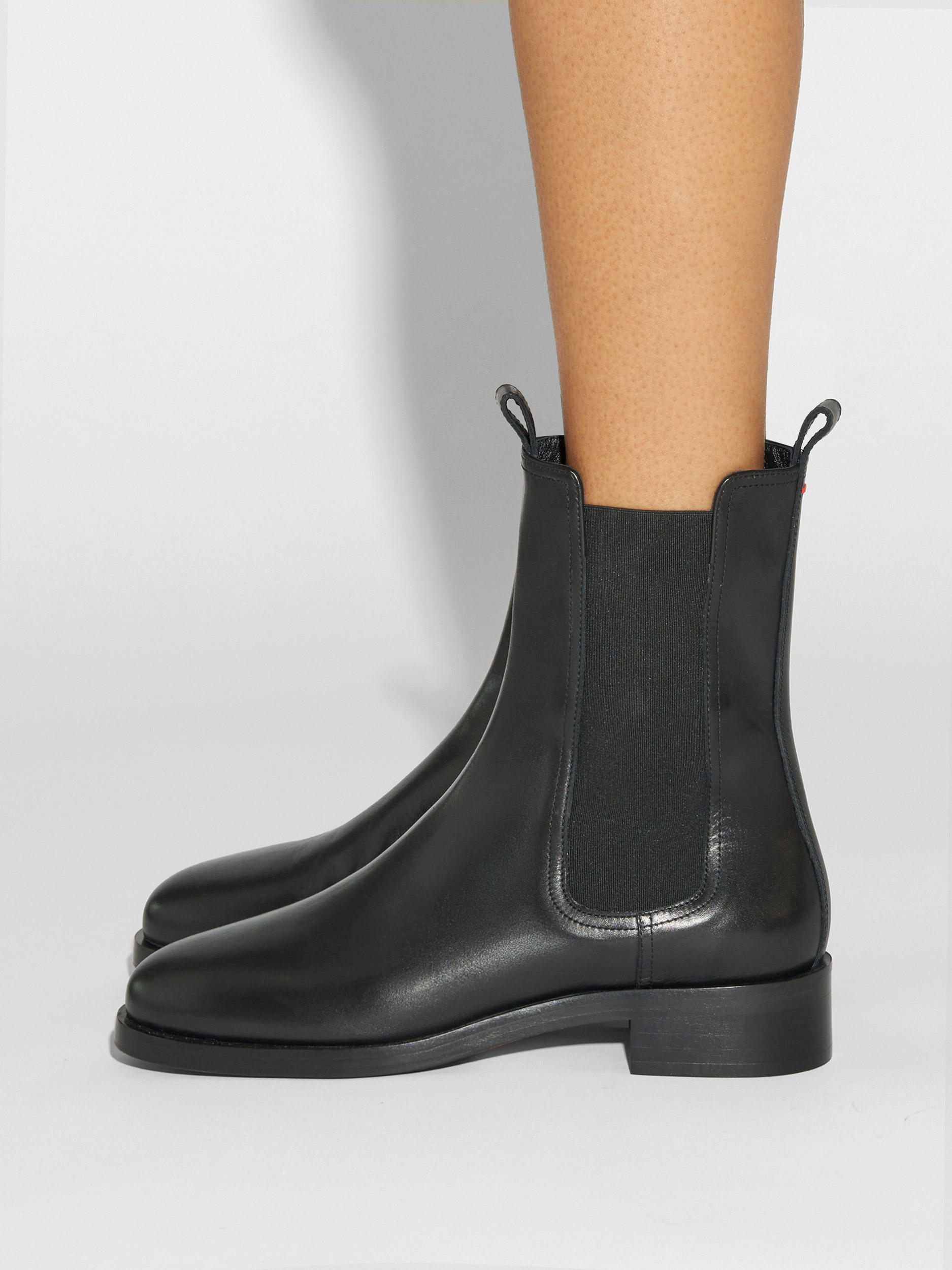 Aeyde | Caspar Leather Ankle Boots Leather Ankle Boots for Women | Black Calf | Round Toe | Low Heel | How to Style