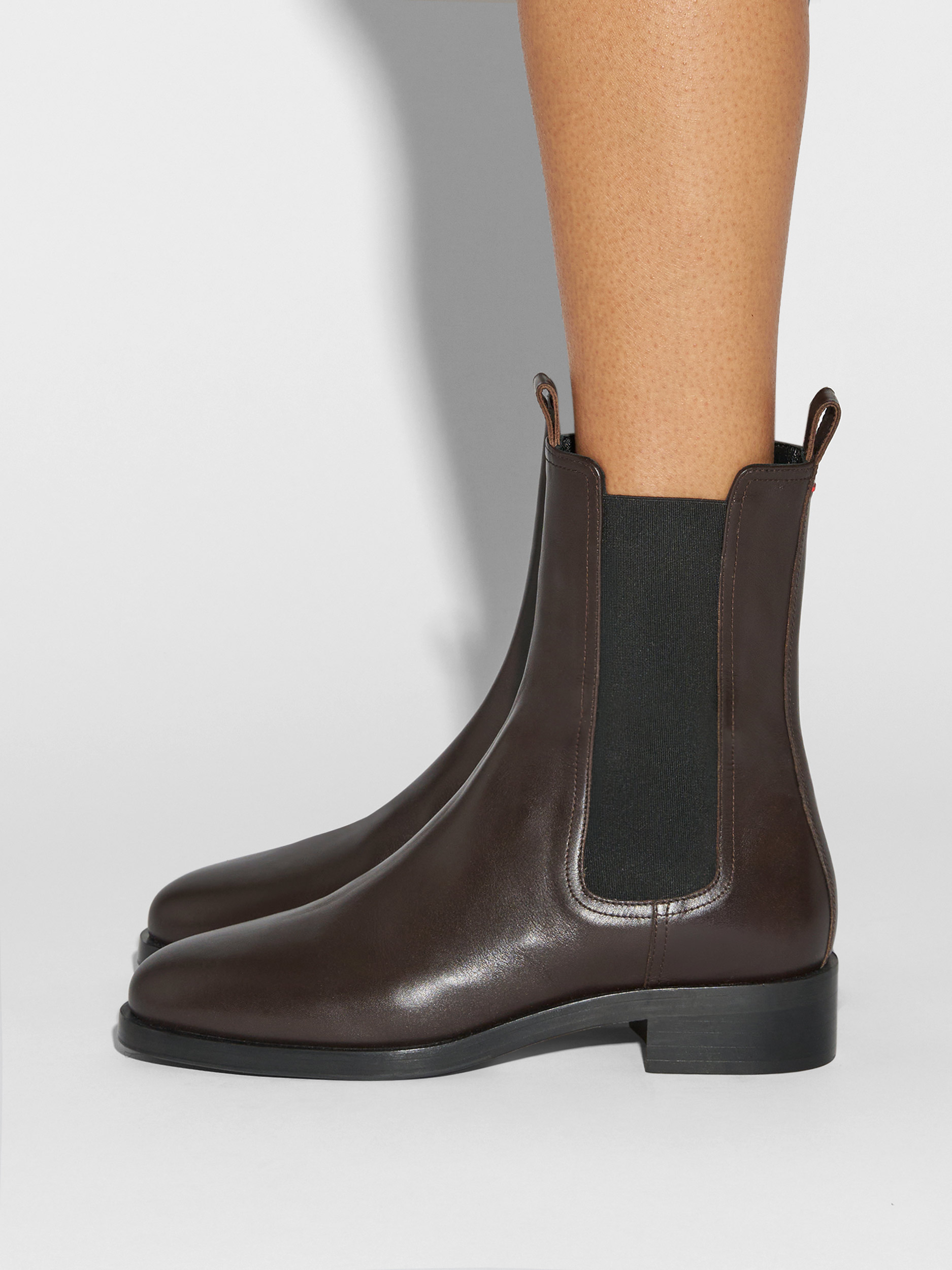 Aeyde | Caspar Leather Ankle Boots Leather Ankle Boots for Women | Moka Calf | Round Toe | Low Heel | How to Style