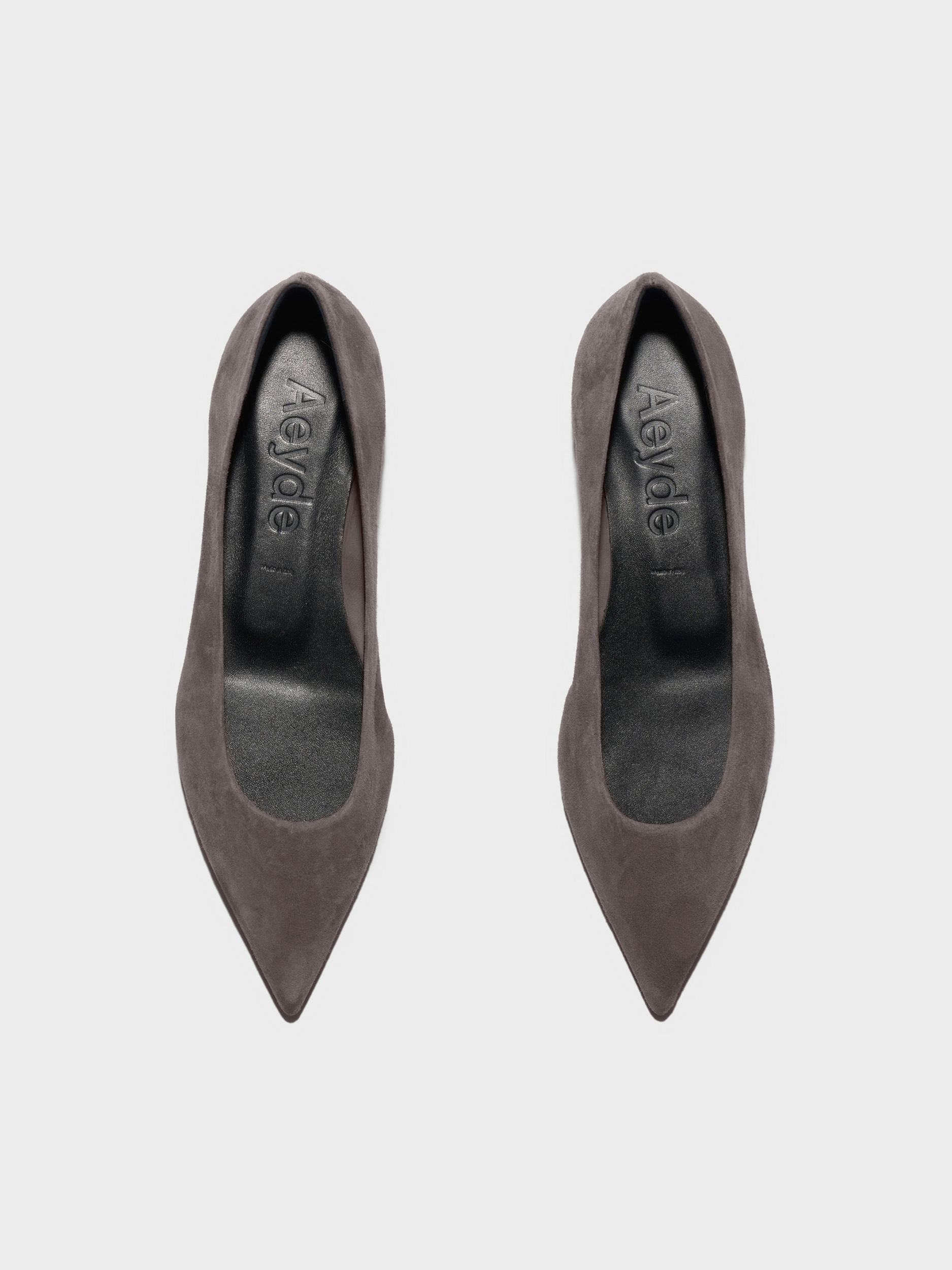 Aeyde | Cassy Pointed-Toe Suede Flats Leather Flats for Women | Taupe Suede | Pointed Toe | Flat Heel | Luxury Materials | Handmade in Italy
