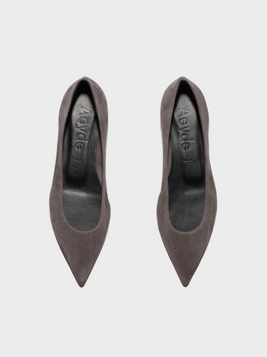 Aeyde | Cassy Pointed-Toe Suede Flats Leather Flats for Women | Taupe Suede | Pointed Toe | Flat Heel | Luxury Materials | Handmade in Italy