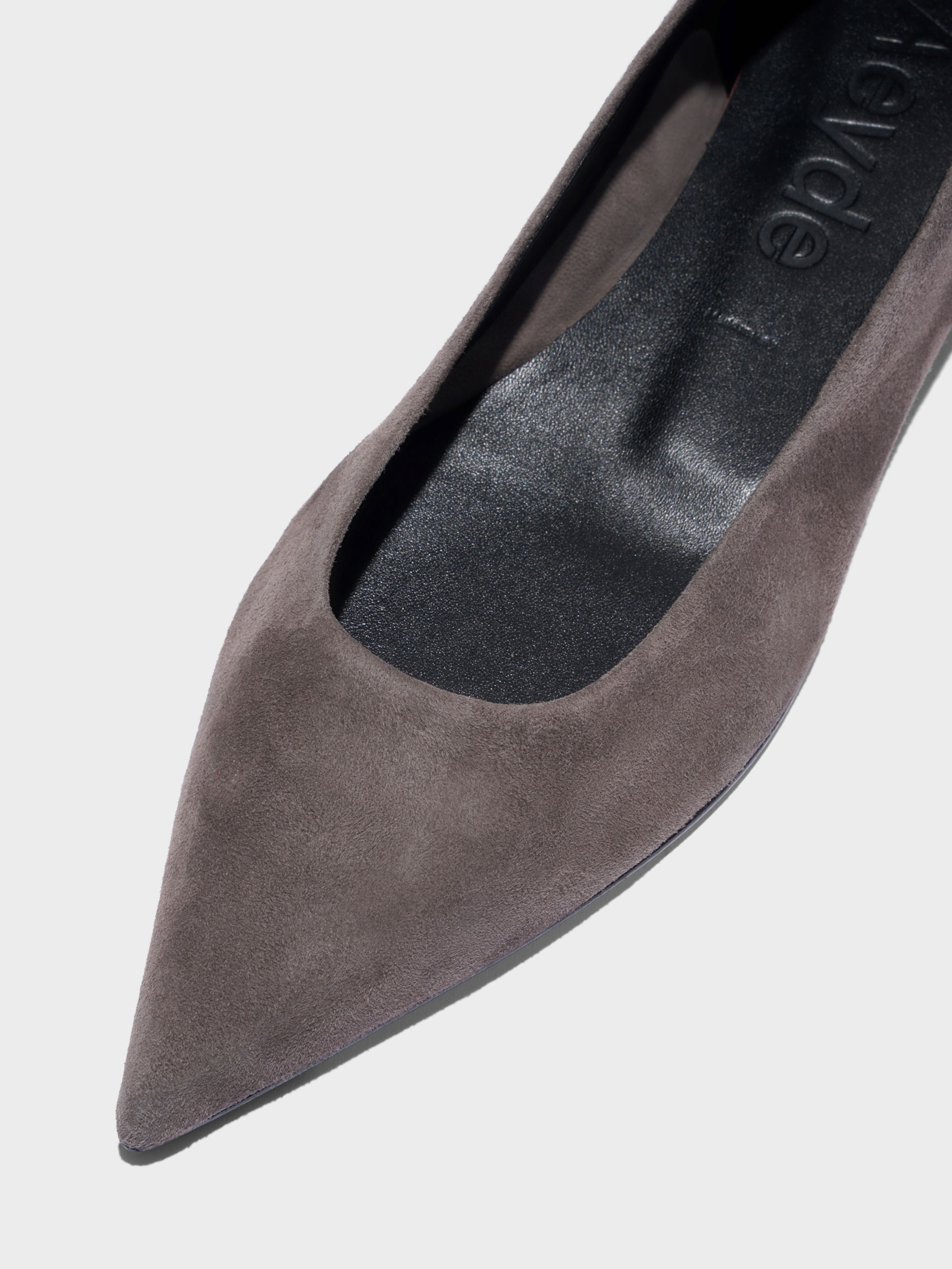Aeyde | Cassy Pointed-Toe Suede Flats Leather Flats for Women | Taupe Suede | Pointed Toe | Flat Heel | Heel Details
