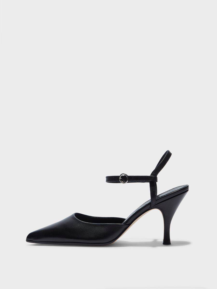 Aeyde | Catelyn Leather Pumps for Women | Black Nappa | Pointed Toe | High Heel | Side View