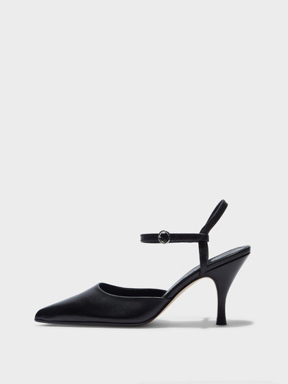 Aeyde | Catelyn Leather Pumps for Women | Black Nappa | Pointed Toe | High Heel | Side View