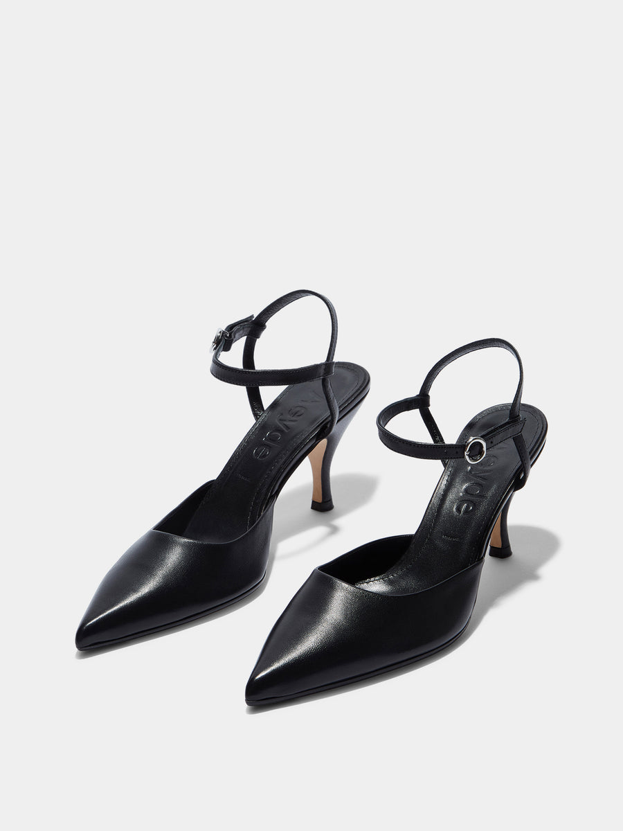Aeyde | Catelyn Leather Pumps for Women | Black Nappa | Pointed Toe | High Heel | Luxury Materials | Handmade in Italy