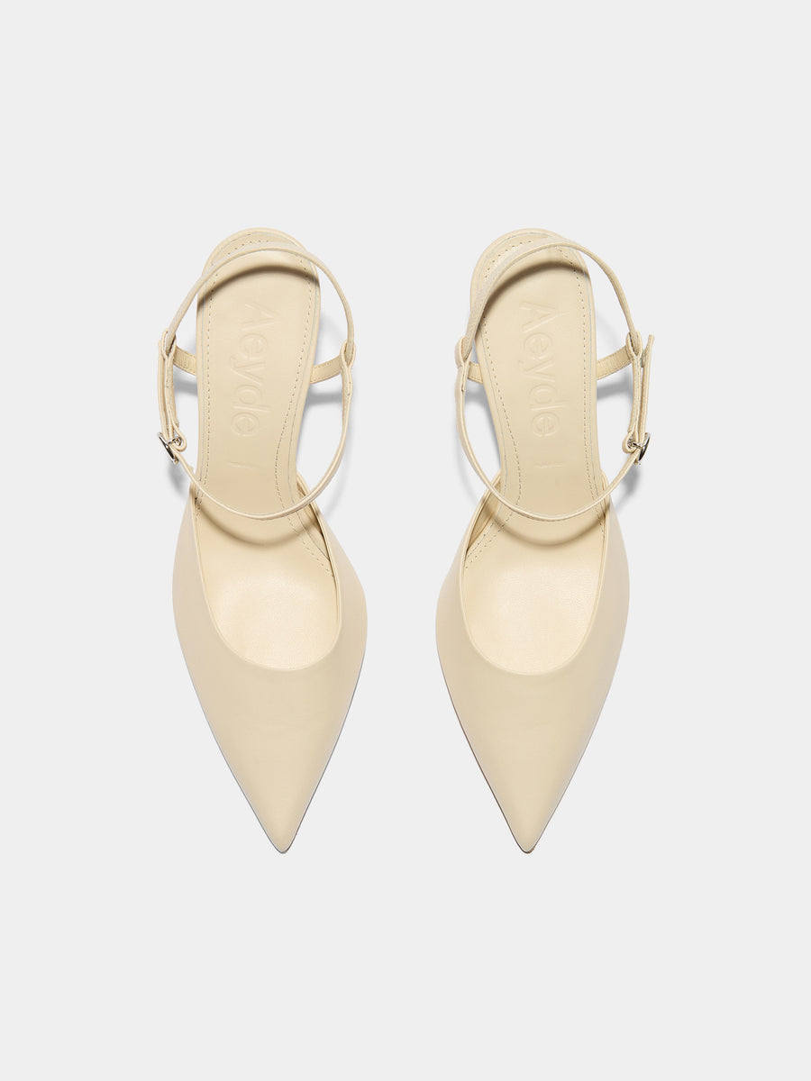 Aeyde | Catelyn Leather Pumps for Women | Creamy Nappa | Pointed Toe | High Heel | Front View