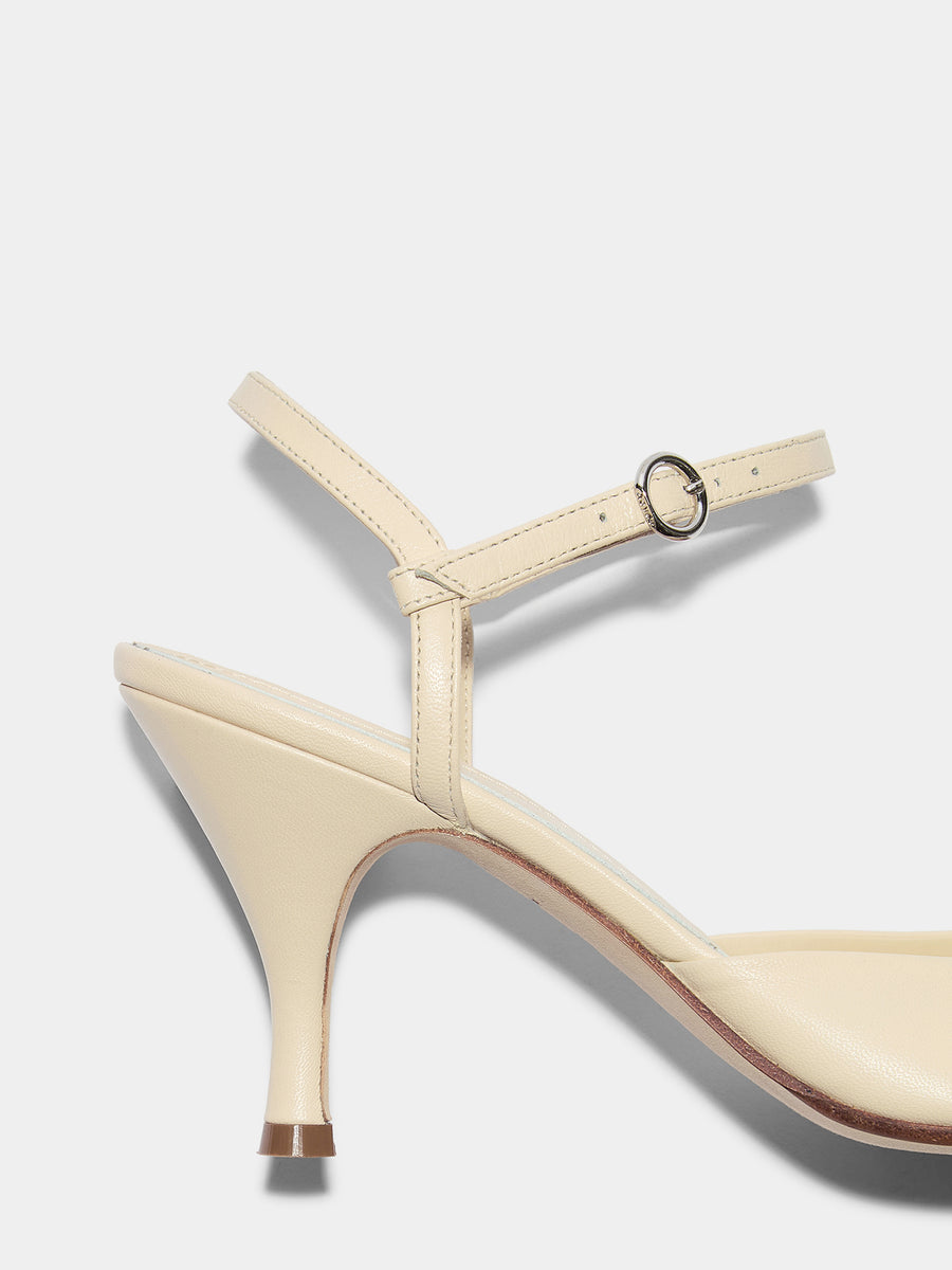 Aeyde | Catelyn Leather Pumps for Women | Creamy Nappa | Pointed Toe | High Heel | Heel Details