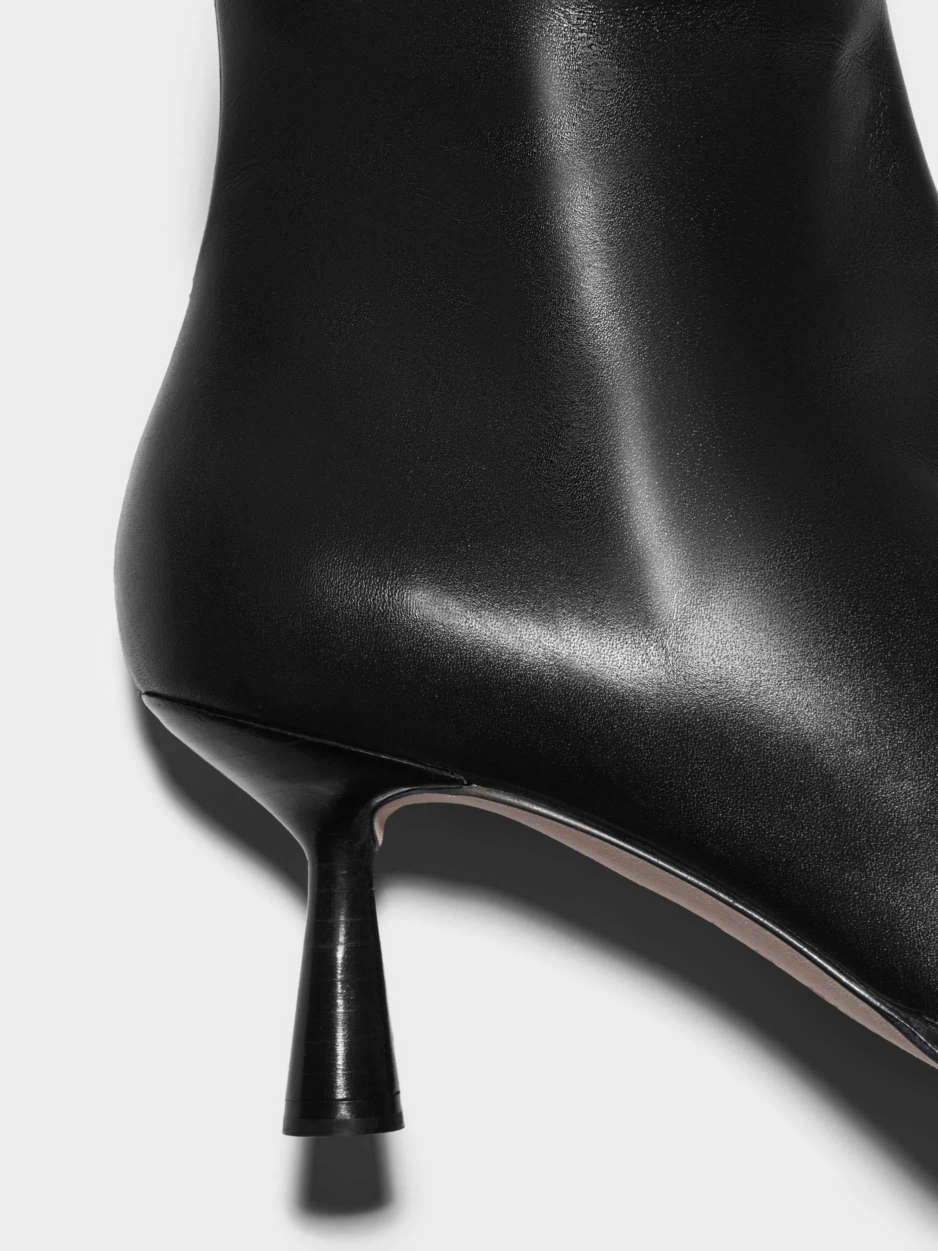 Aeyde | Catherine Knee-High Boots Leather Knee High Boots for Women | Black Calf | Round Toe | Mid Heel | Heel Details