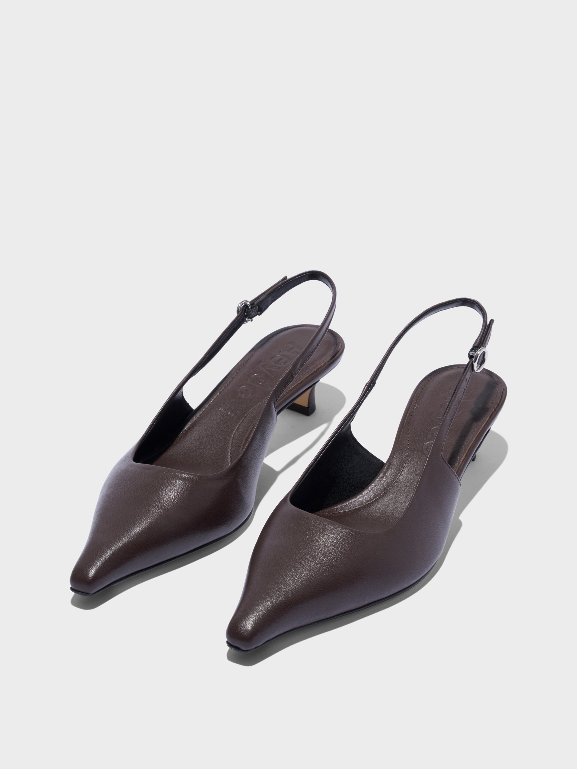 Aeyde | Catrina Leather Pumps for Women | Moka Nappa | Pointed Toe | Mid Heel | Luxury Materials | Handmade in Italy