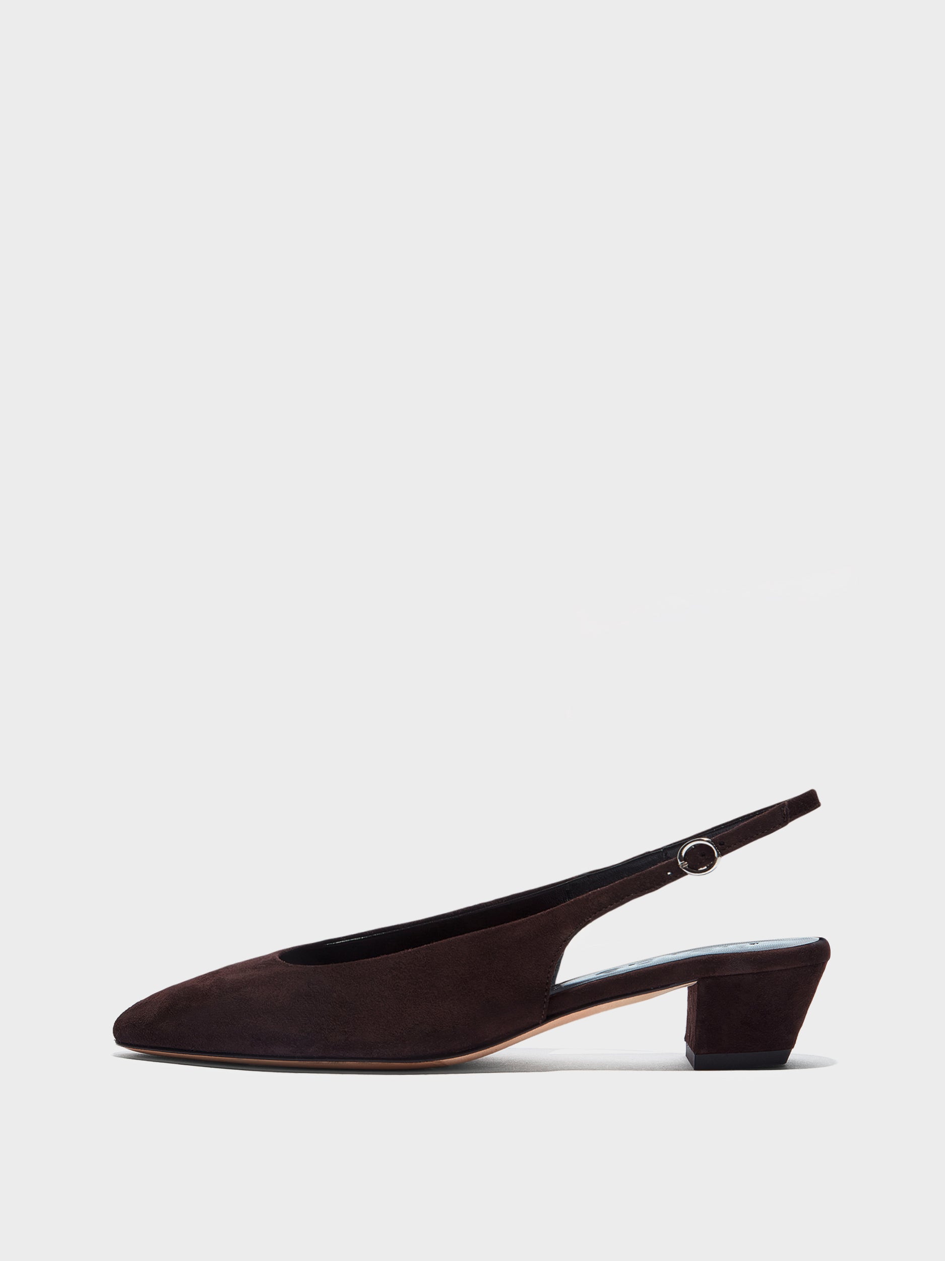 Aeyde | Celeste Leather Pumps for Women | Moka Suede |  | Mid Heel | Side View