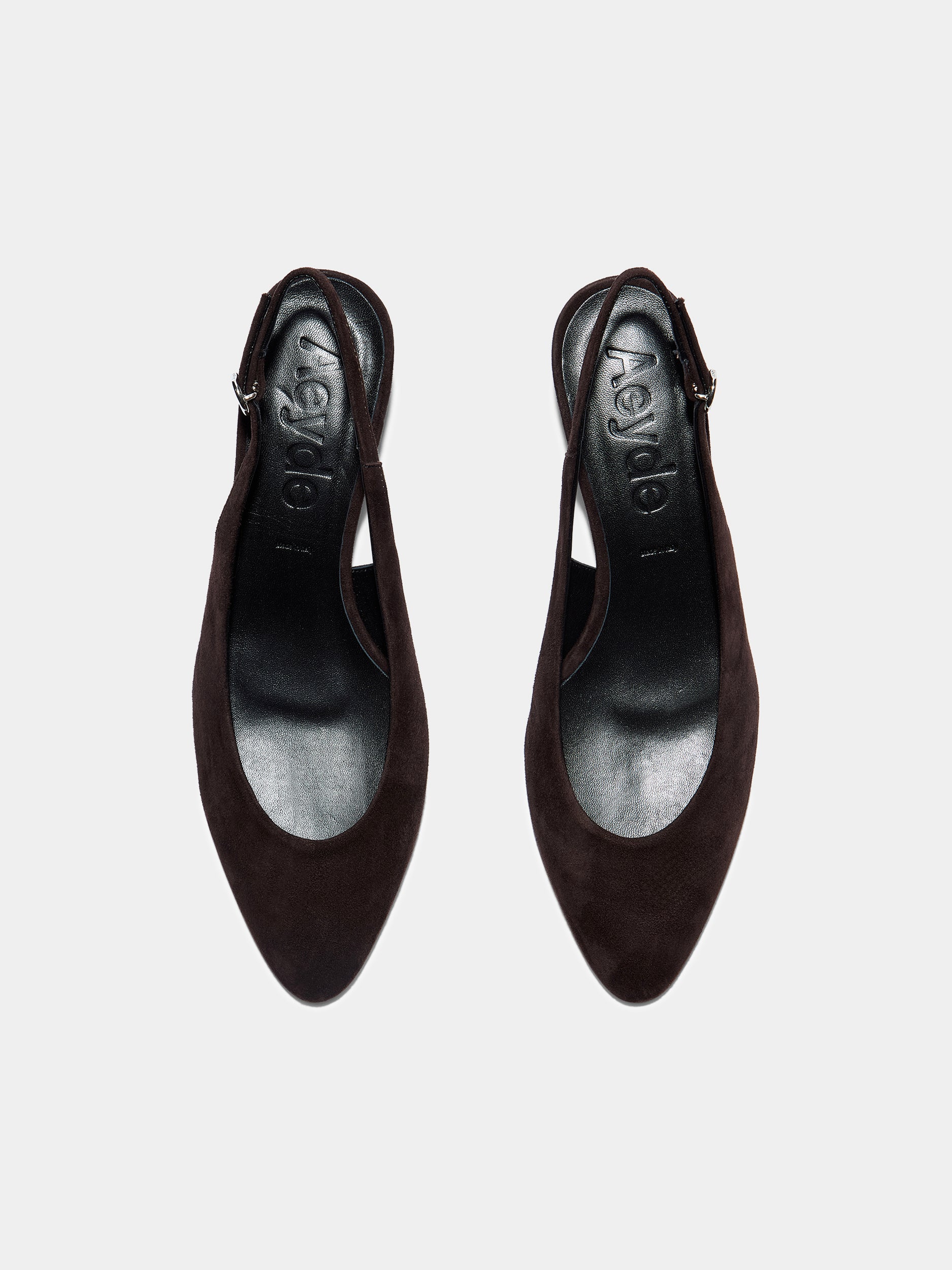 Aeyde | Celeste Leather Pumps for Women | Moka Suede |  | Mid Heel | Front View