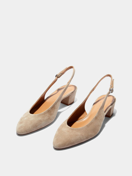 Aeyde | Celeste Leather Pumps for Women | Sand Suede |  | Mid Heel | Luxury Materials | Handmade in Italy
