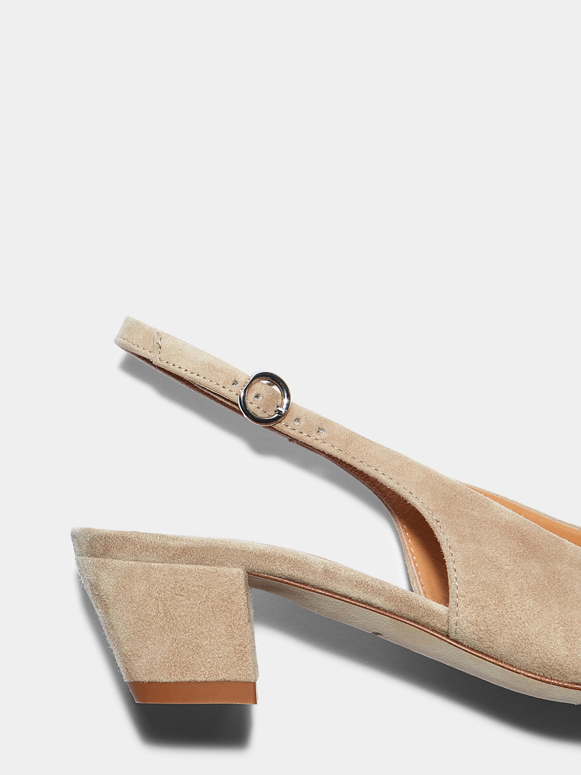 Aeyde | Celeste Leather Pumps for Women | Sand Suede |  | Mid Heel | Heel Details