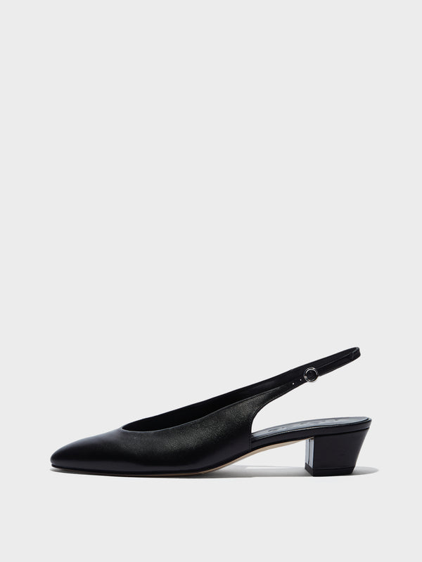 Aeyde | Celeste Leather Pumps for Women | Black Nappa |  | Mid Heel | Side View
