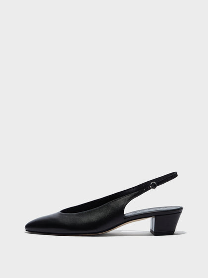 Aeyde | Celeste Leather Pumps for Women | Black Nappa |  | Mid Heel | Side View