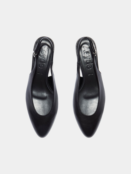 Aeyde | Celeste Leather Pumps for Women | Black Nappa |  | Mid Heel | Front View