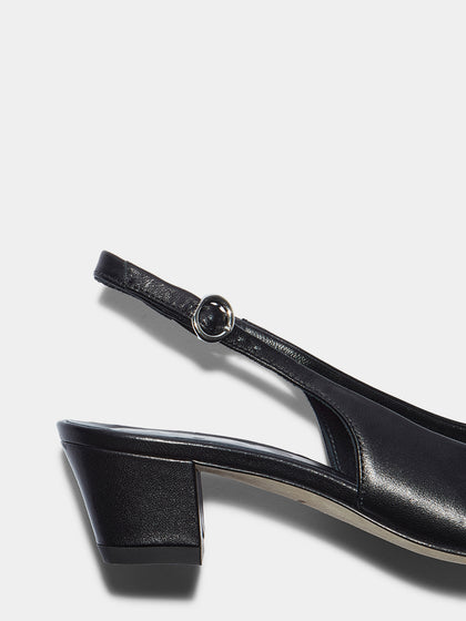 Aeyde | Celeste Leather Pumps for Women | Black Nappa |  | Mid Heel | Heel Details