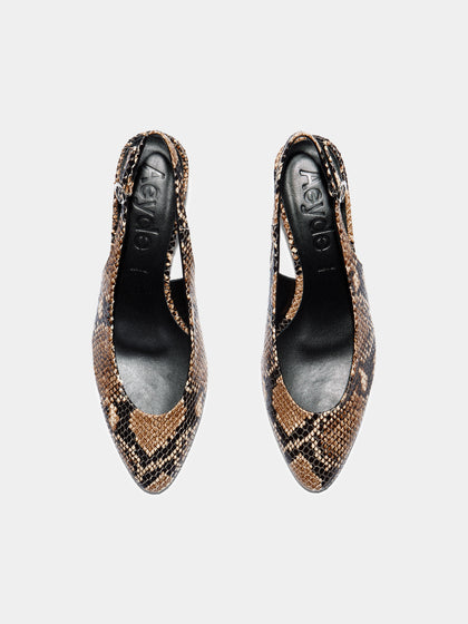 Aeyde | Celeste Leather Pumps for Women | Hazelnut Snake |  | Mid Heel | Front View