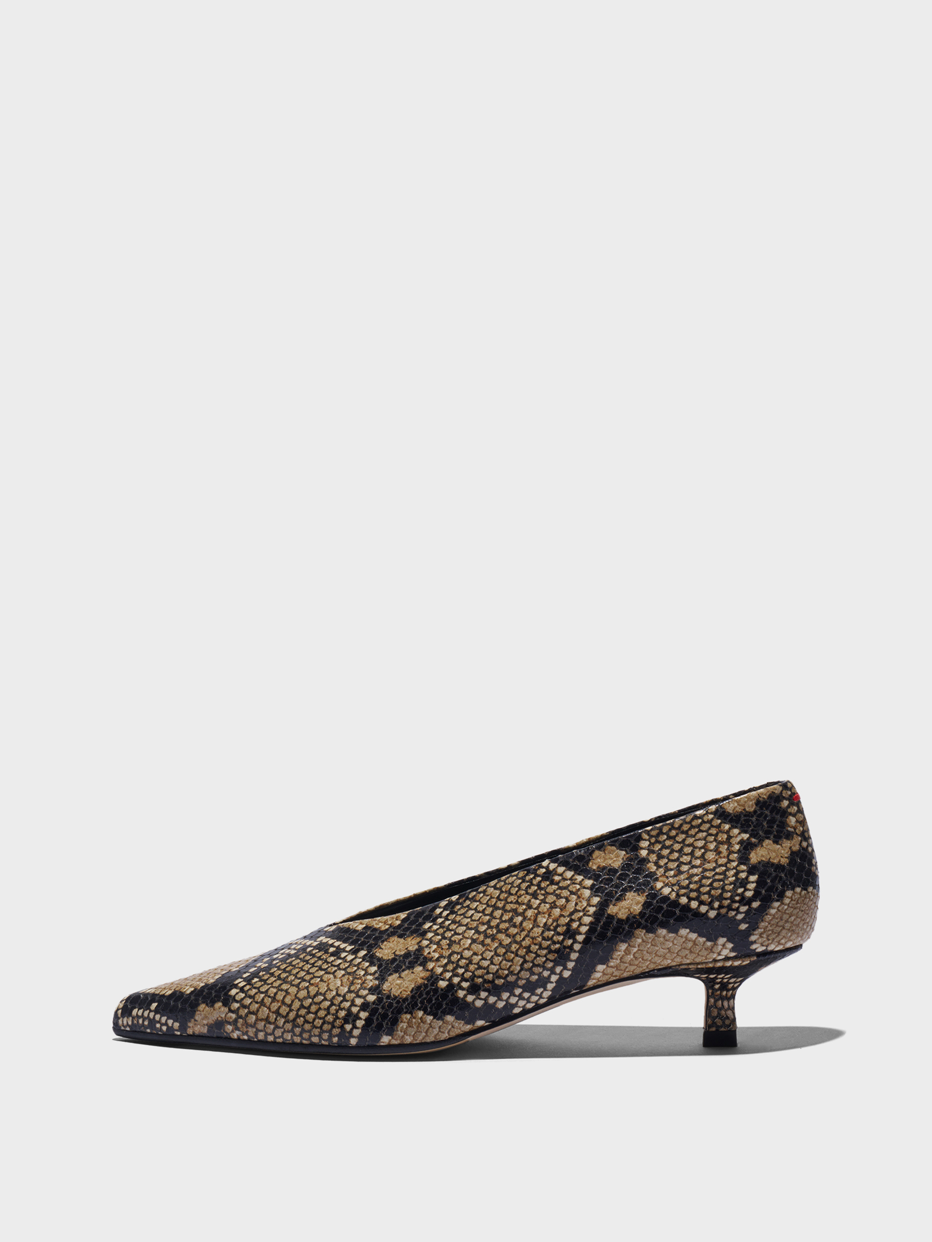 Aeyde | Clara Pointed-Toe Pumps Leather Pumps for Women | Hazelnut Snake | Pointed Toe | Low Heel | Side View