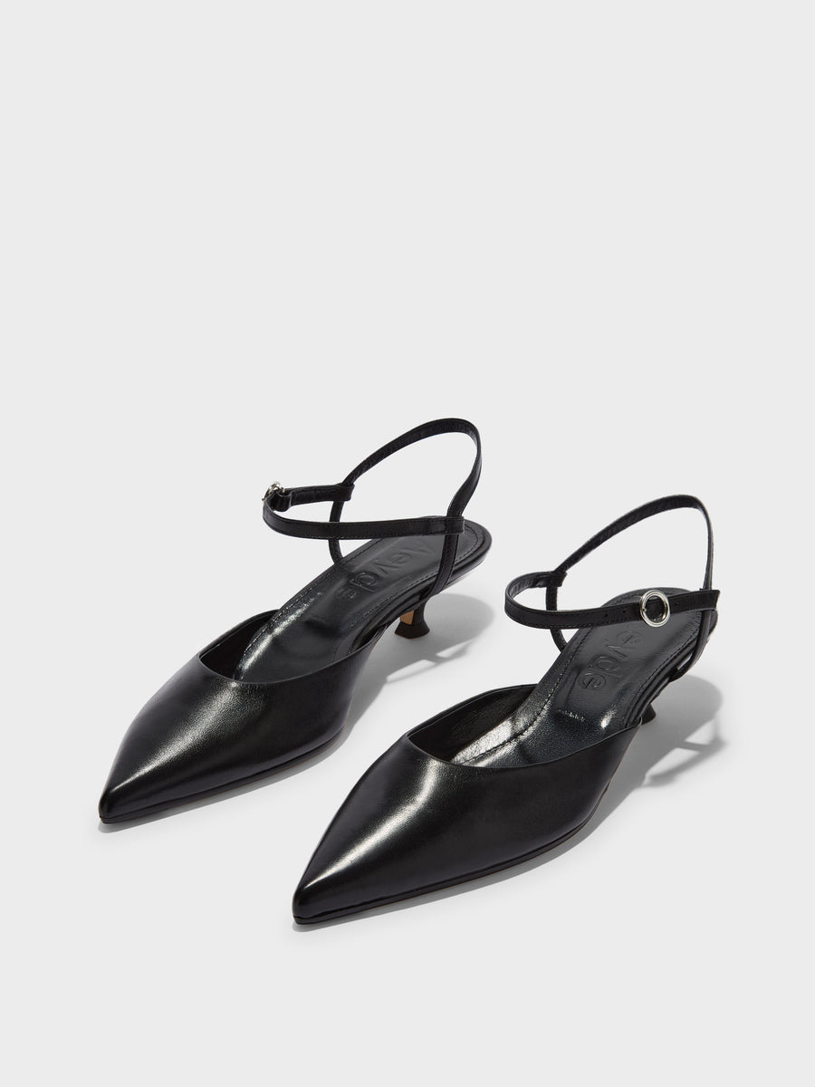 Aeyde | Colette Leather Pumps for Women | Black Nappa | Pointed Toe | Mid Heel | Luxury Materials | Handmade in Italy