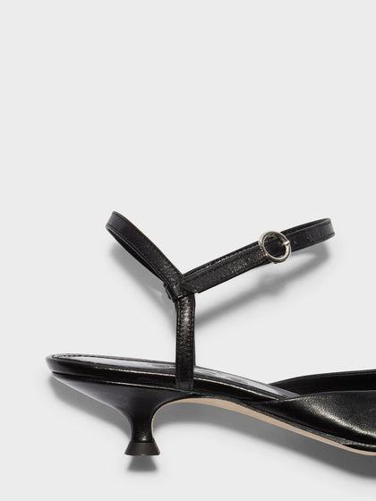 Aeyde | Colette Leather Pumps for Women | Black Nappa | Pointed Toe | Mid Heel | Heel Details