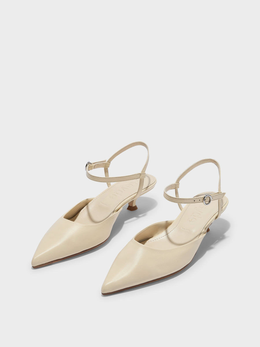 Aeyde | Colette Leather Pumps for Women | Creamy Nappa | Pointed Toe | Mid Heel | Luxury Materials | Handmade in Italy