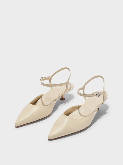 Aeyde | Colette Leather Pumps for Women | Creamy Nappa | Pointed Toe | Mid Heel | Luxury Materials | Handmade in Italy