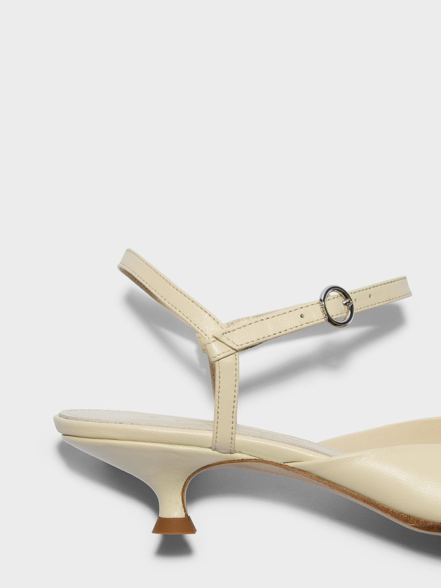 Aeyde | Colette Leather Pumps for Women | Creamy Nappa | Pointed Toe | Mid Heel | Heel Details