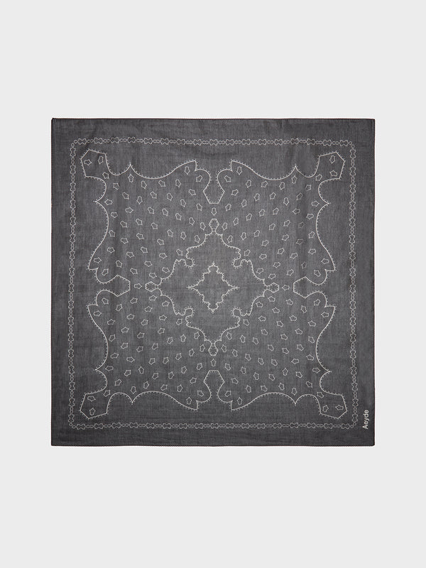 Aeyde | Dallas Printed Cotton and Silk Scarf Scarves for Women | Black Cotton/Silk | Luxury Materials | Handmade in Italy