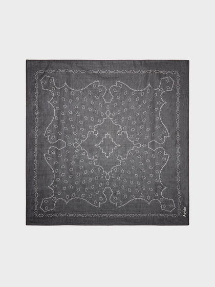Aeyde | Dallas Printed Cotton and Silk Scarf Scarves for Women | Black Cotton/Silk | Luxury Materials | Handmade in Italy