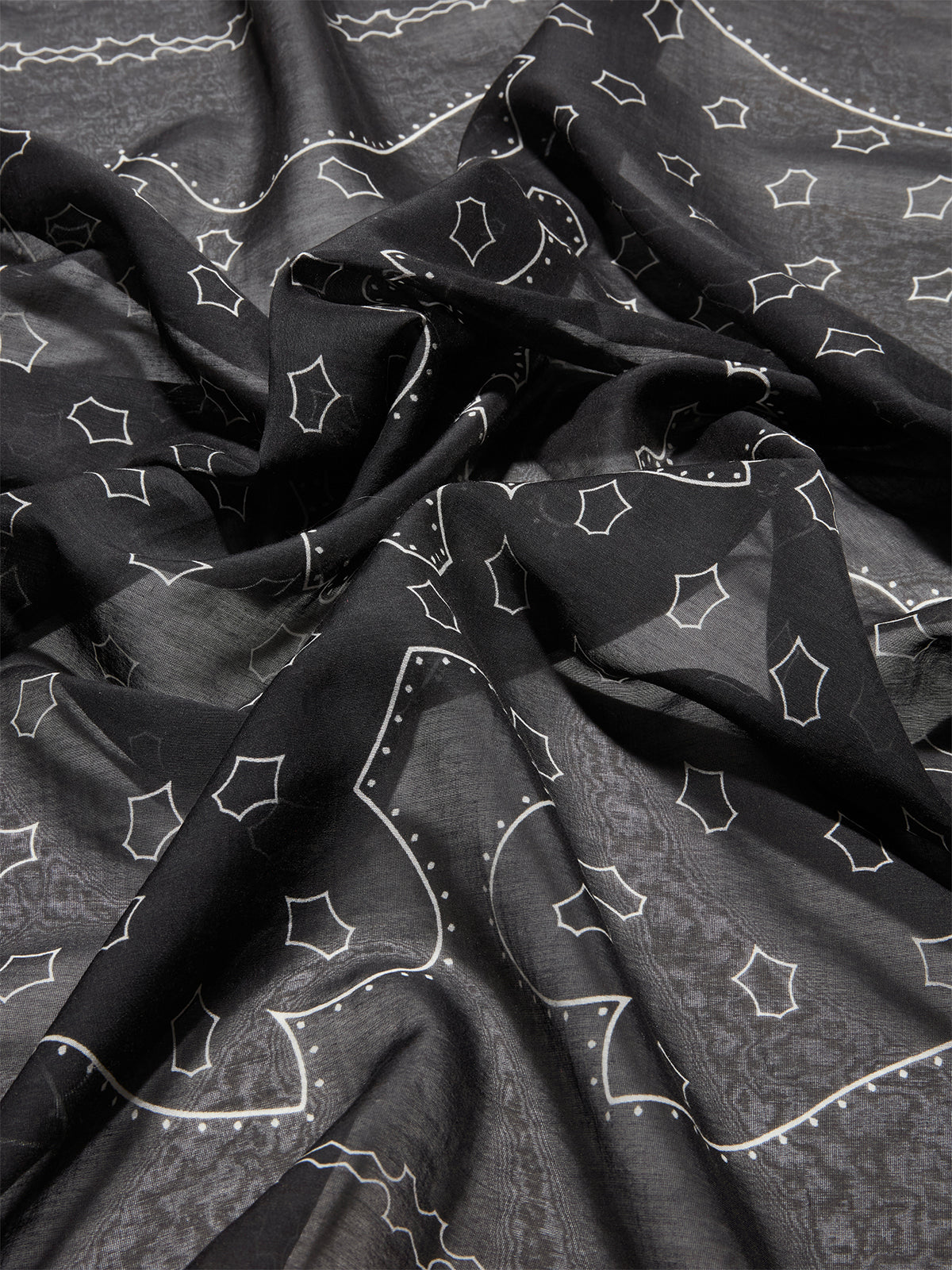 Aeyde | Dallas Printed Cotton and Silk Scarf Scarves for Women | Black Cotton/Silk | Luxury Materials | Handmade in Italy | Material Details