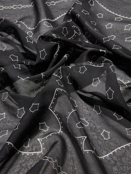 Aeyde | Dallas Printed Cotton and Silk Scarf Scarves for Women | Black Cotton/Silk | Luxury Materials | Handmade in Italy | Material Details