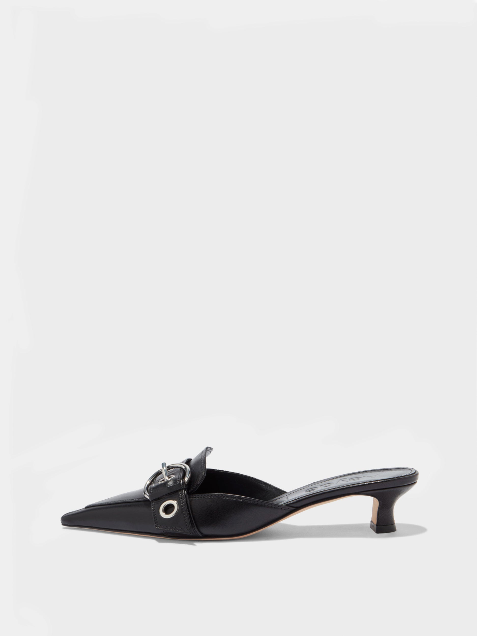 Aeyde | Danielle Leather Pumps for Women | Black Nappa | Pointed Toe | Low Heel | Side View