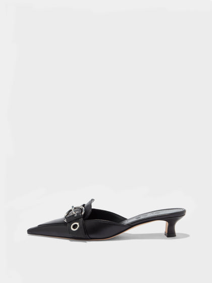 Aeyde | Danielle Leather Pumps for Women | Black Nappa | Pointed Toe | Low Heel | Side View