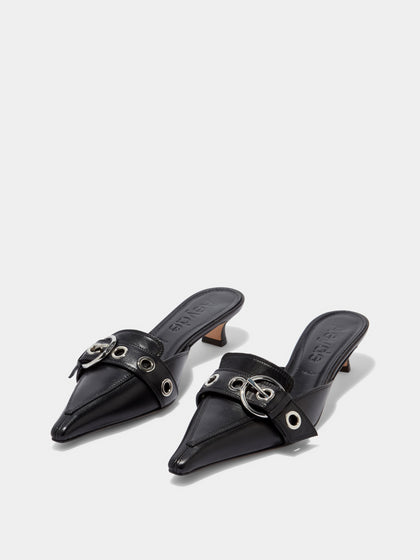 Aeyde | Danielle Leather Pumps for Women | Black Nappa | Pointed Toe | Low Heel | On Feet