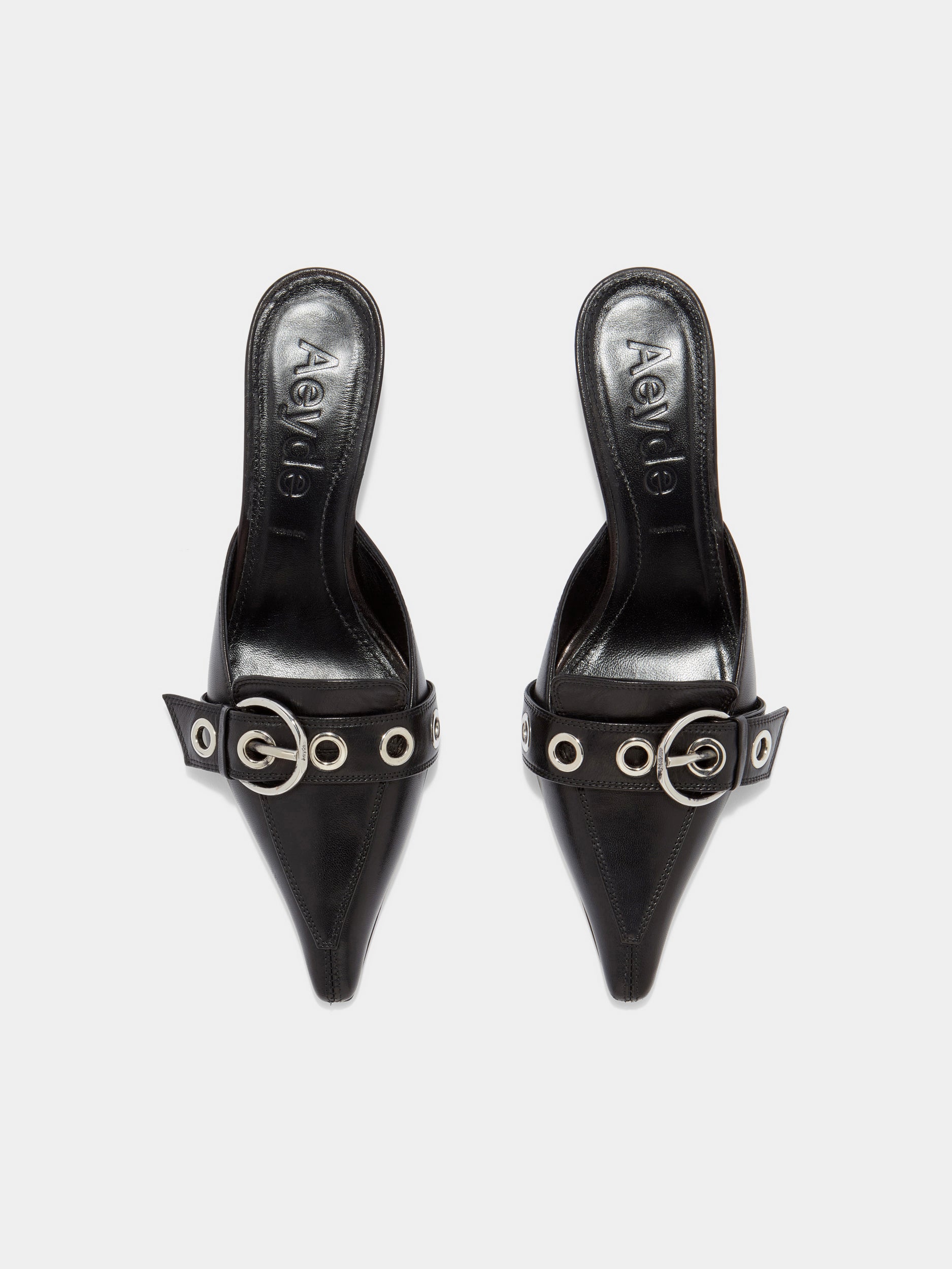 Aeyde | Danielle Leather Pumps for Women | Black Nappa | Pointed Toe | Low Heel | Luxury Materials | Handmade in Italy