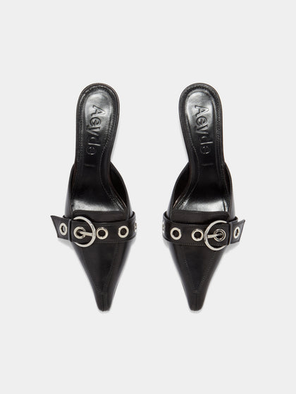 Aeyde | Danielle Leather Pumps for Women | Black Nappa | Pointed Toe | Low Heel | Luxury Materials | Handmade in Italy