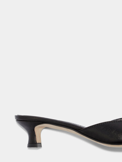 Aeyde | Danielle Leather Pumps for Women | Black Nappa | Pointed Toe | Low Heel | Front View