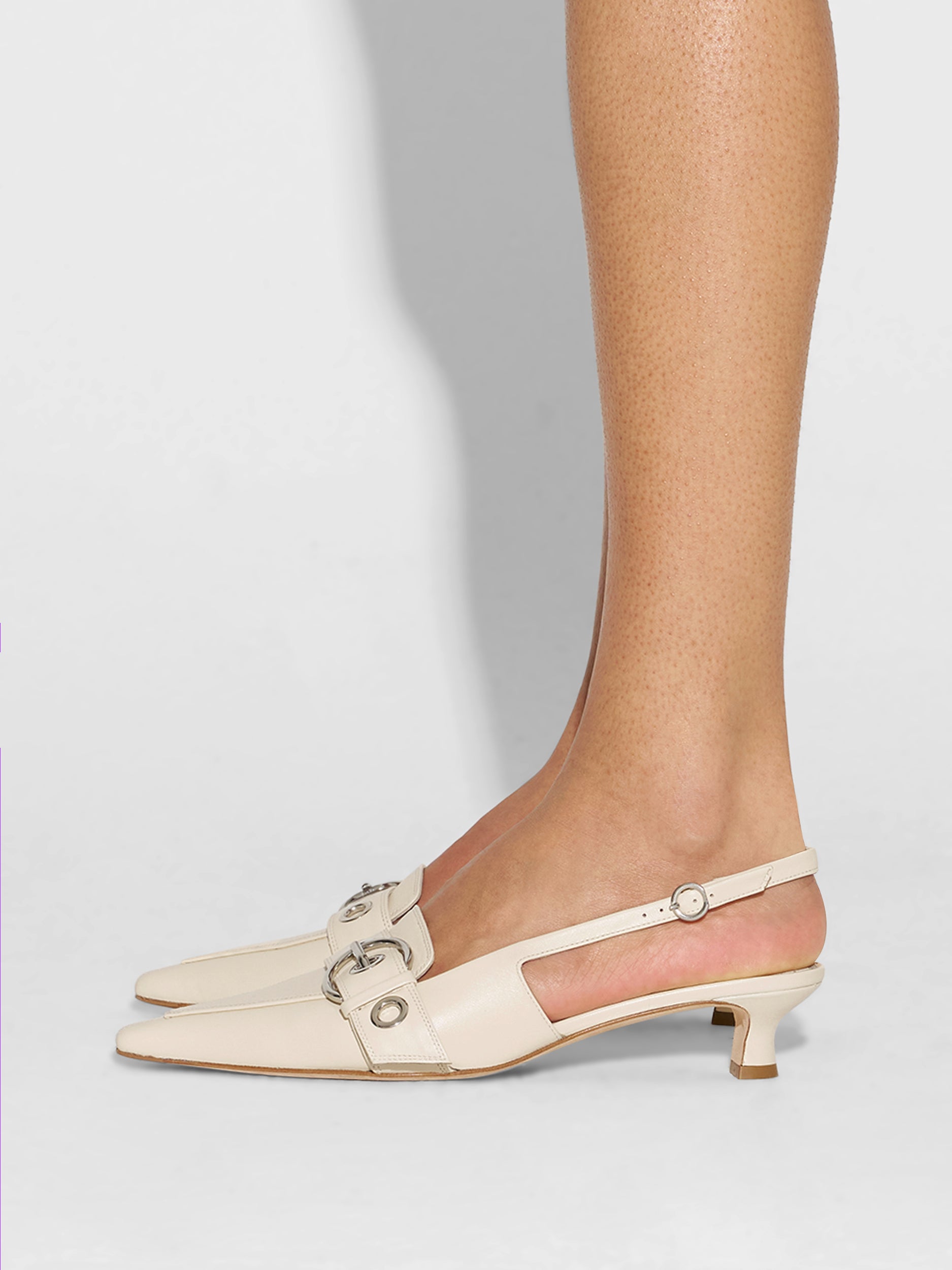 Aeyde | Davina Leather Pumps for Women | Creamy Nappa | Pointed Toe | Low Heel | How to Style