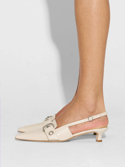 Aeyde | Davina Leather Pumps for Women | Creamy Nappa | Pointed Toe | Low Heel | How to Style