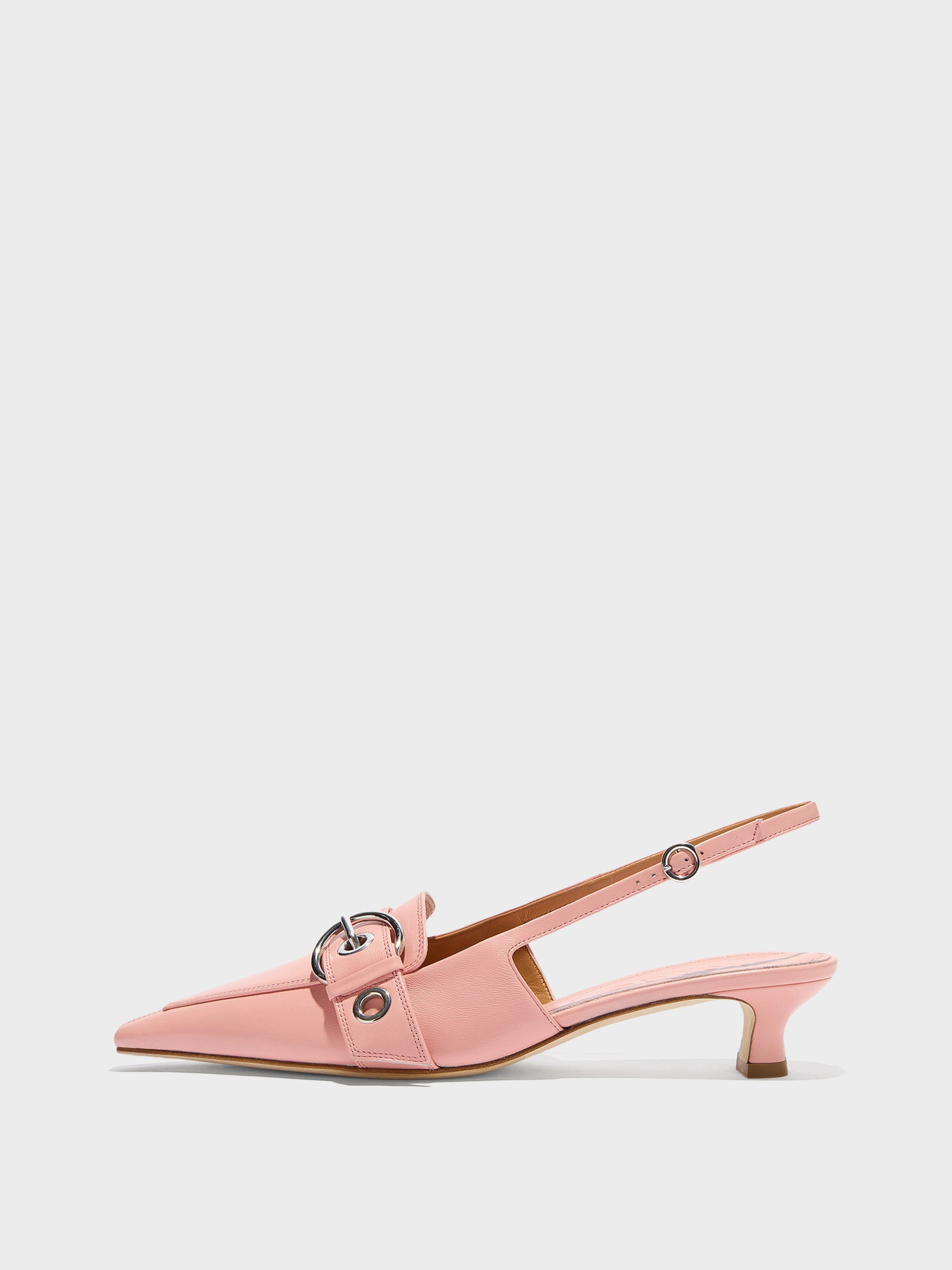 Aeyde | Davina Leather Pumps for Women | Dusty Pink Nappa | Pointed Toe | Mid Heel | Side View