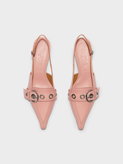 Aeyde | Davina Leather Pumps for Women | Dusty Pink Nappa | Pointed Toe | Mid Heel | Front View