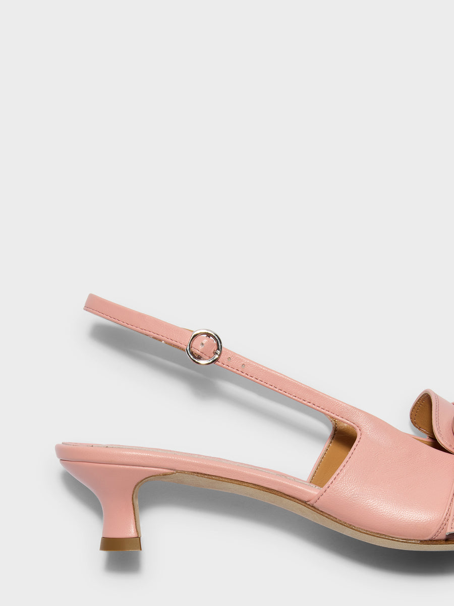 Aeyde | Davina Leather Pumps for Women | Dusty Pink Nappa | Pointed Toe | Mid Heel | Heel Details