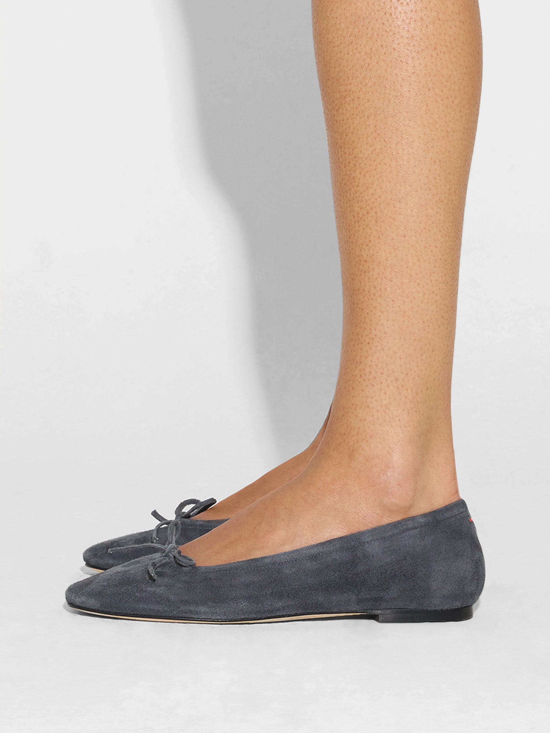 Aeyde | Delfina Leather Flats for Women | Charcoal Suede | Round Toe | Flat Heel | How to Style