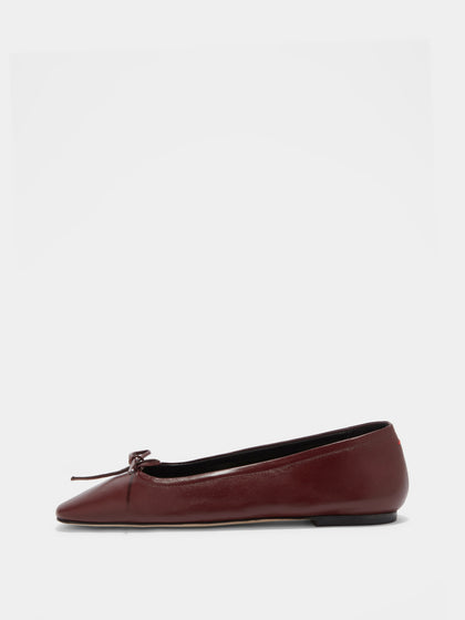 Aeyde | Delfina Leather Ballet Flats Leather Flats for Women | Port Nappa | Round Toe | Flat Heel | Side View