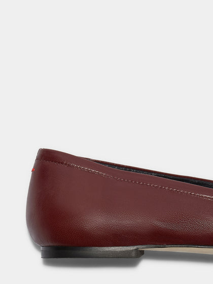 Aeyde | Delfina Leather Ballet Flats Leather Flats for Women | Port Nappa | Round Toe | Flat Heel | Heel Details